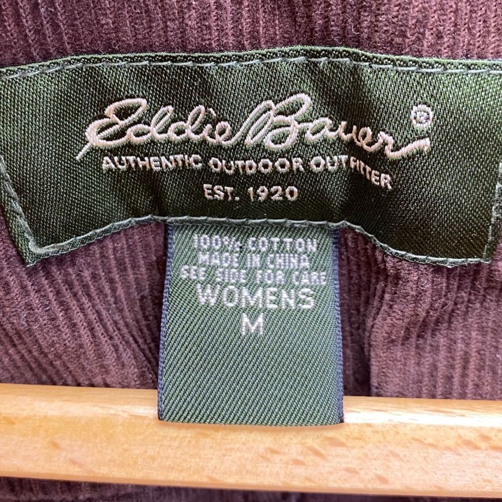 Eddie Bauer Corduroy Jacket Womens M Brown Button Front Trucker Utility Coat - Picture 8 of 11